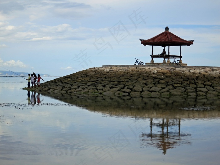 巴厘岛，钓鱼，倒影，自然，印度尼西亚，旅行