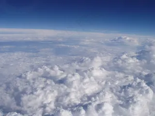 白色，蓬松，云团，蓝色，天空，多云，明亮，一天