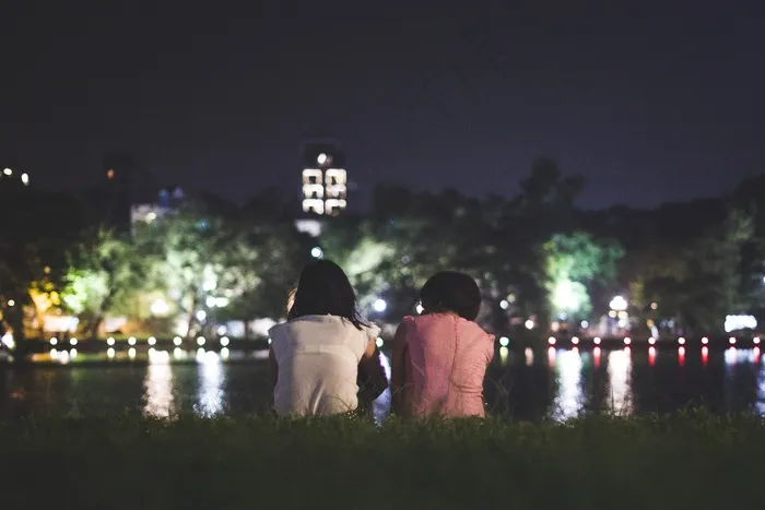河内，越南，人，在说，母亲，女儿，湖
