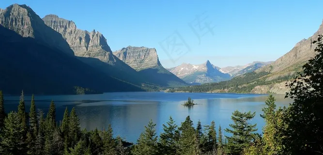 圣玛丽湖,湖,水,山,景观 圣玛丽湖,湖,水,山,景观