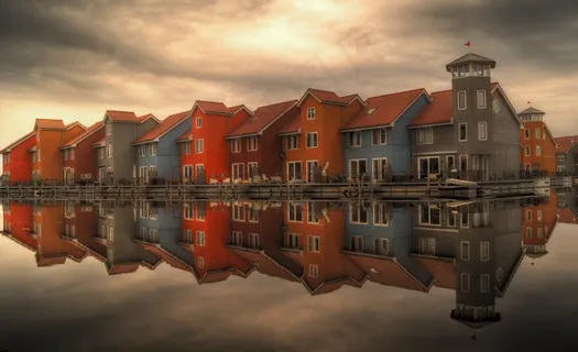 街道,建筑,合照,摆线针轮减速机,风景,海上房屋反映在海中