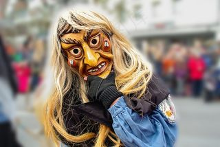 嘉年华，女巫，面具，服装，多彩，女性