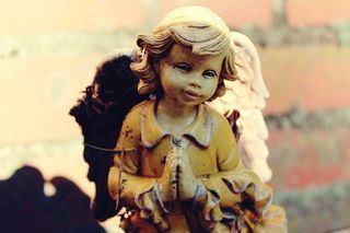 天使，雕像，图，翼，公墓，女人，天使的脸