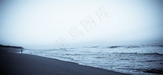 海滩，沙，滨，水，波浪，海洋，大海，地平线