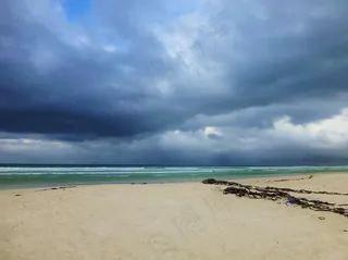 海滩，海，令人沮丧，云，海洋