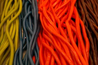 套索，Lakritzstangen，黄色，蓝色，红色，棕色