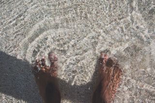 海滩，脚，水，沙，触摸，感觉水，轻