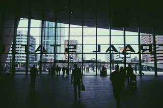 火车站，玻璃前，出口，车站，现代