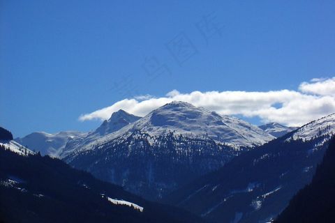 山脉，高山，冬季，雪，后kartenmotiv