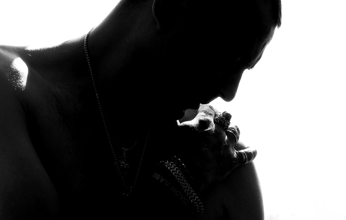 男子，剪影，黑色和白色，男性，情感