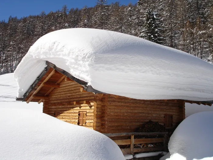 Schnedac​​h，深雪，雪，屋顶，小屋，Alm，小木屋