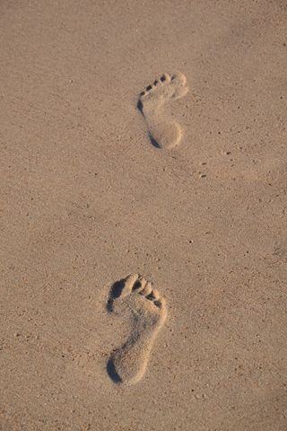 痕迹，脚，沙，海岸，海滩，波罗的海