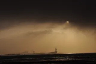 日出，淋浴，云，仁川大桥，影城