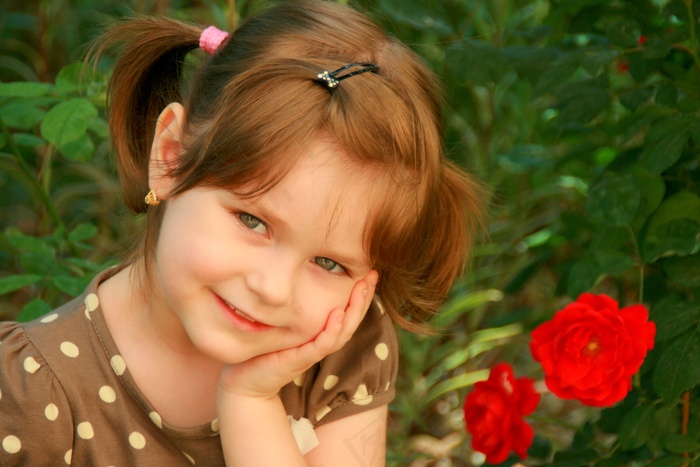 女孩，儿童，肖像，微笑，无罪