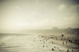 海滩，沙滩，海洋，太平洋，加利福尼亚州，人