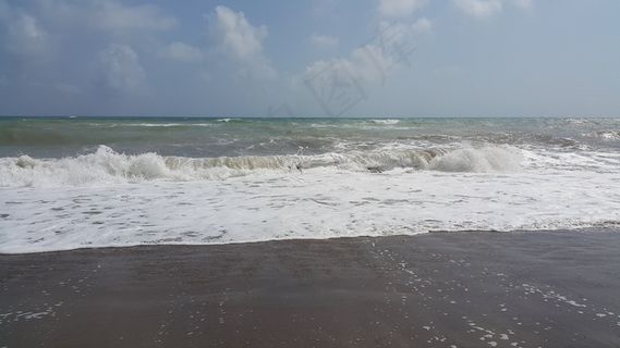 海，海滩，沙，波，假期，景观，云