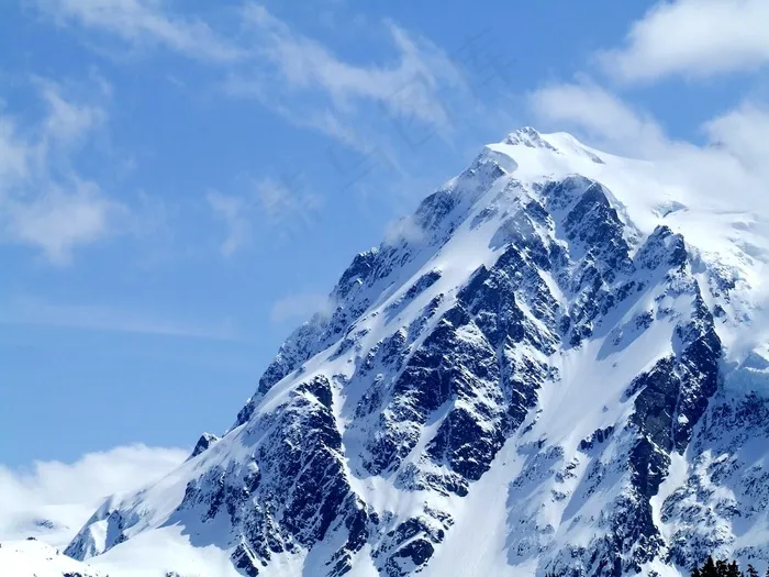 山，冬天，寒冷，雪