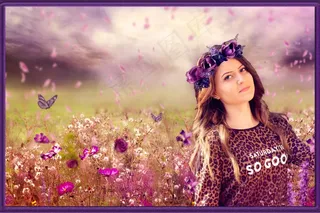 大自然，美丽，花，女孩