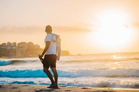 海滩，思想，日落之前