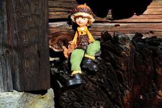 无花果，男性，娃娃，坐，木材