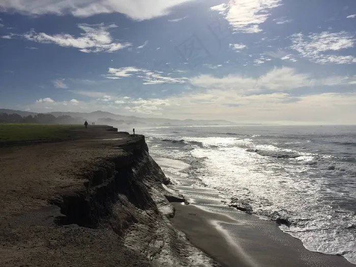 海滩，悬崖，户外，海，海岸，海洋，水