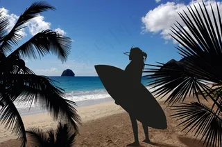 冲浪者，太阳，沧海，海滩，沙，岛，云团，天空