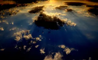 天空，云，暮光之城，蓬松，蓝色，太阳