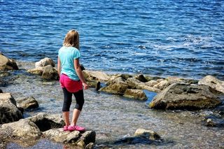 儿童，女孩，人，单身，水，自然