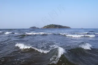 阿拉伯海，群岛，波浪，Karwar，印度，海洋，海