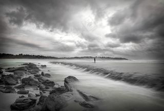 风暴，海滩，海洋，喜怒无常，海景，戏剧性，户外