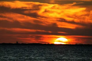 日落，太阳，海，假期，海滩，余辉，水