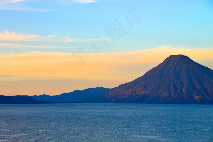 湖泊,海洋,天空,山峦,风景,圣佩德罗火山