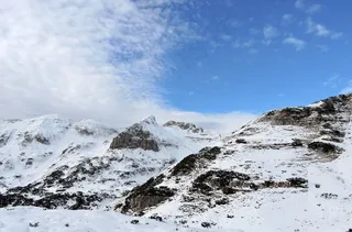 白云岩，山，雪，渺小，云团，天空，阿尔卑斯山