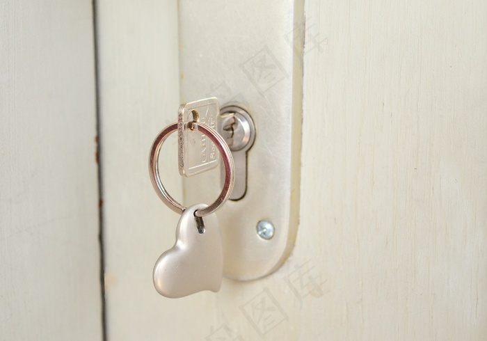 关键，城堡，心，钥匙扣，接近，门钥匙，关闭