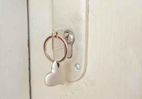 关键，城堡，心，钥匙扣，接近，门钥匙，关闭