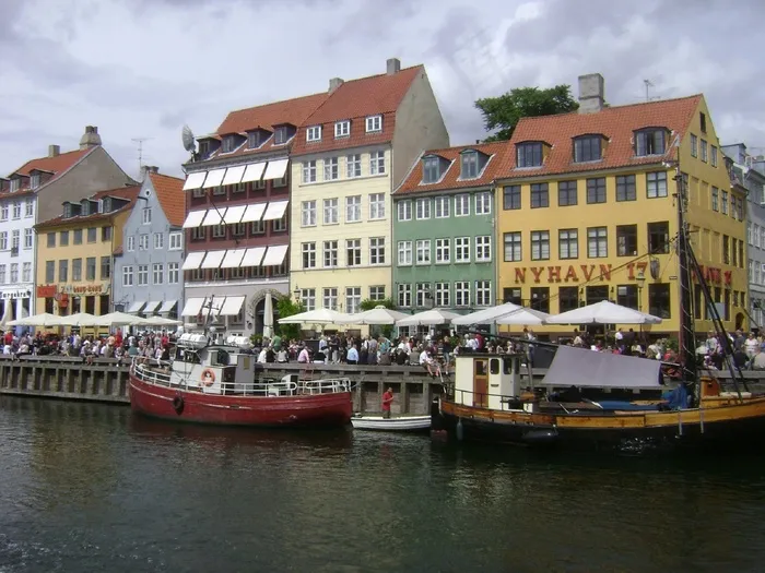 新港区，水，反射，哥本哈根，丹麦