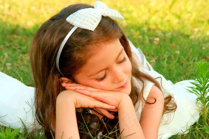 女孩，儿童，肖像，做梦，无罪，微笑