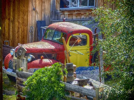 卡车，旧计时器，汽车，多彩，老，生锈