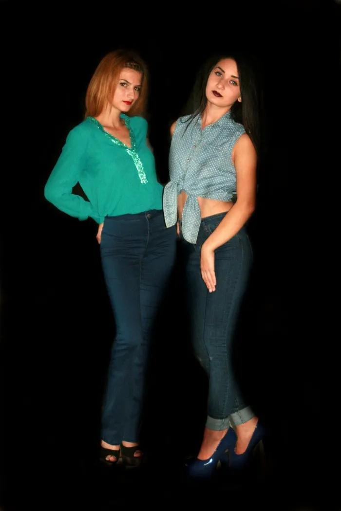 女孩，时尚，诱惑，美女，牛仔裤，女孩