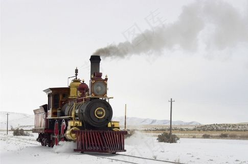 蒸汽机车，雪，冬天，铁路，铁路