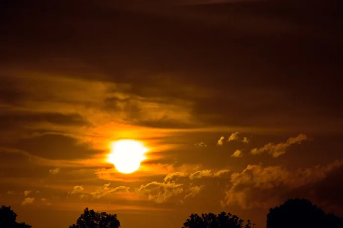 日落，余辉，云，天空，浪漫