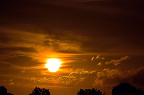 日落，余辉，云，天空，浪漫