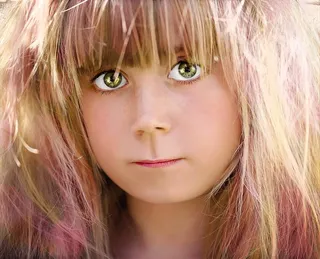 漫画，娃娃，脸，绘，大眼睛，头发，绘画