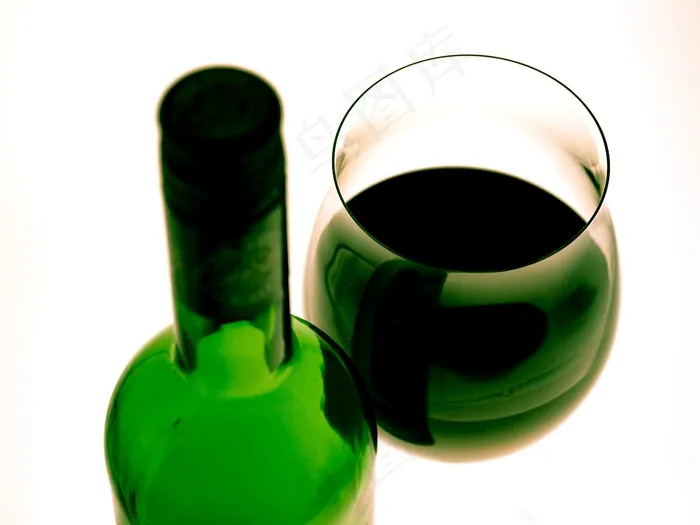酒杯，红酒，酒瓶，绿杯，葡萄酒