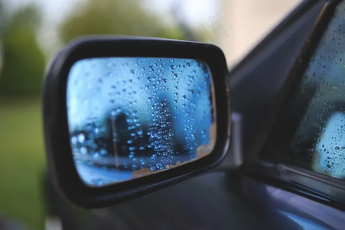 滴，清洁，清洁，车镜，镜子，车，露水