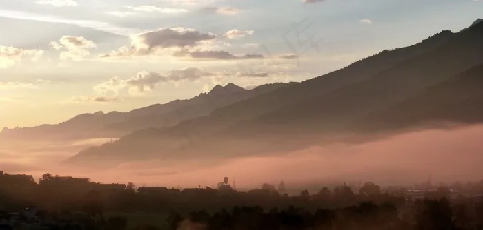 Morgenstimmung，雾，秋，山，阴霾，高山