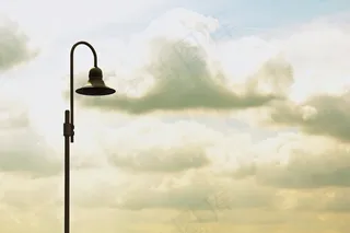 灯笼，云，天空，路灯，灯，光，蓝色