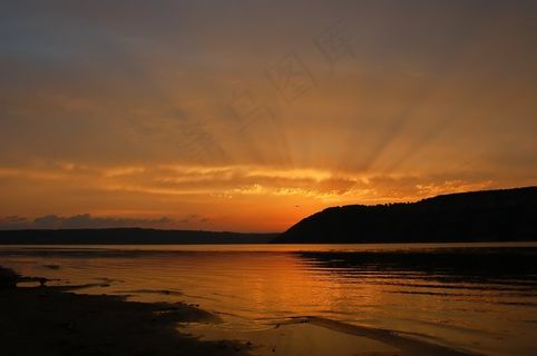 自然，河流，旅行，风景，日落
