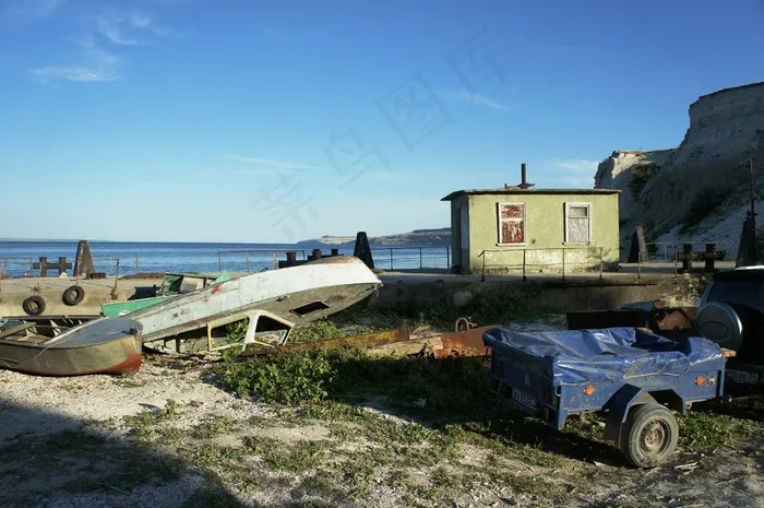 船，停车场，钓鱼