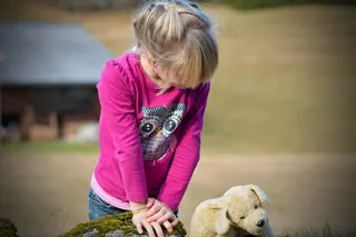 出，儿童，女孩，自然，泰迪熊，可爱，年轻